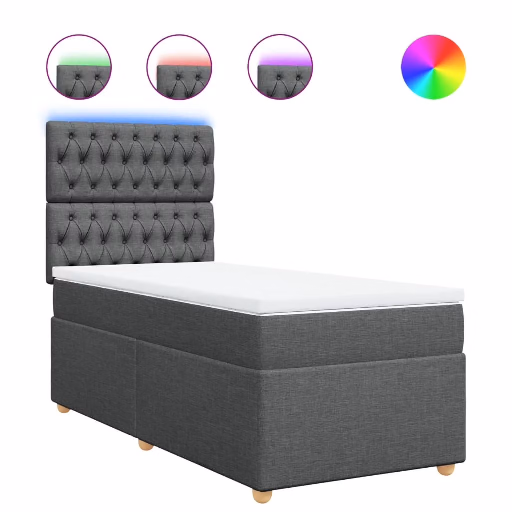 Giroletto a Molle con Materasso Grigio Scuro 90x200 cm Tessuto