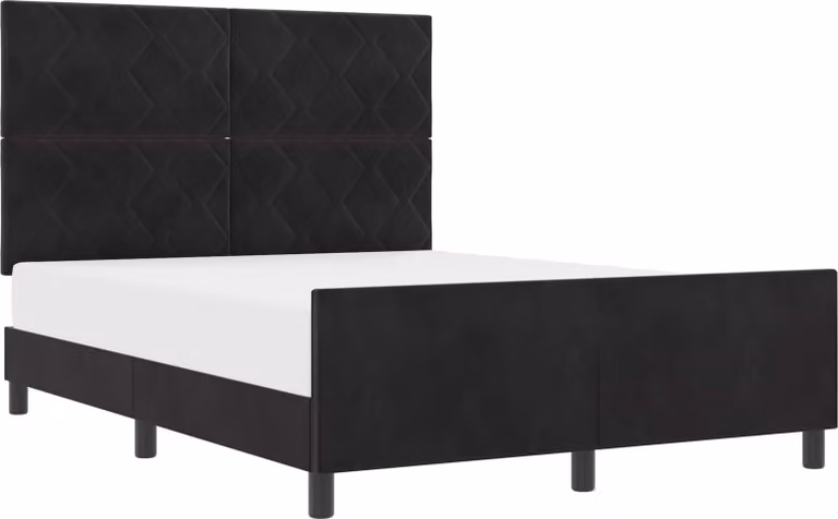Letto a molle con testata nera 160 x 200 cm in velluto