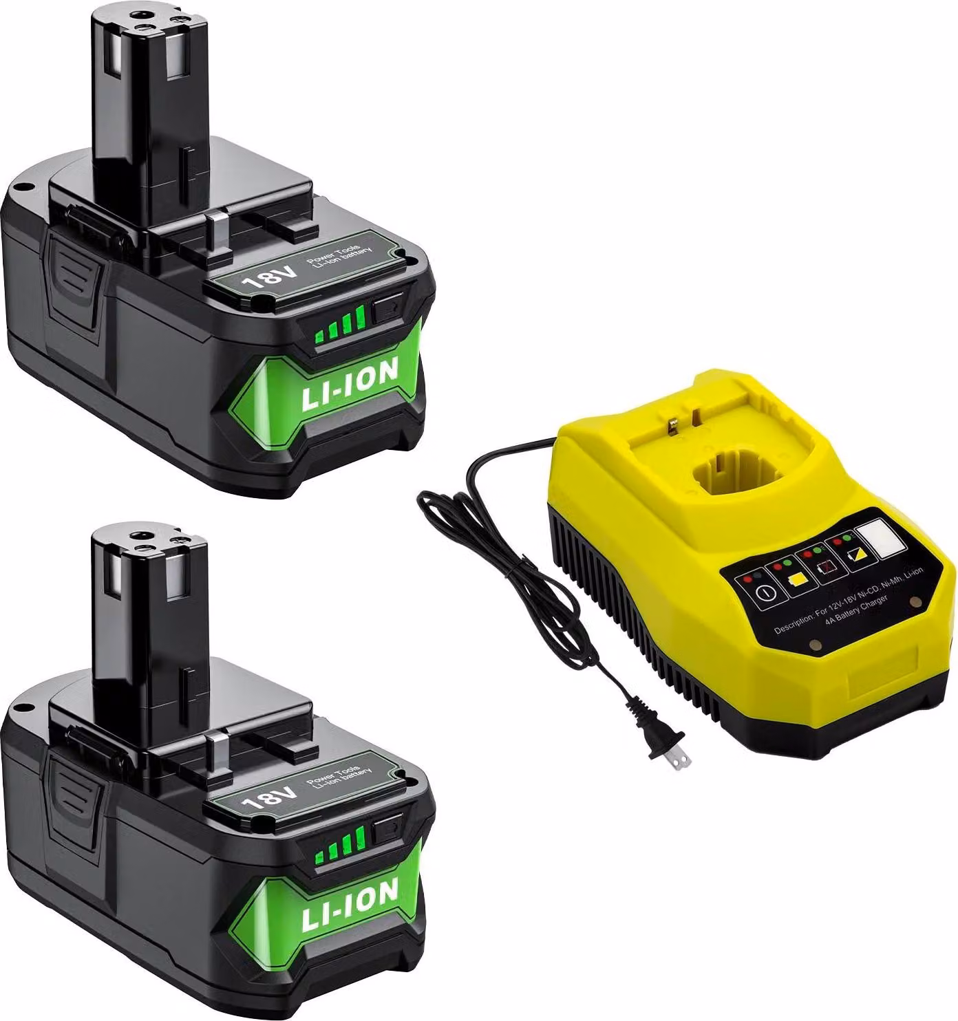 Sostituzione batteria, capacità 8000mAh, agli ioni di litio, compatibile con Ryobi, modello 2X8.0, con caricabatterie