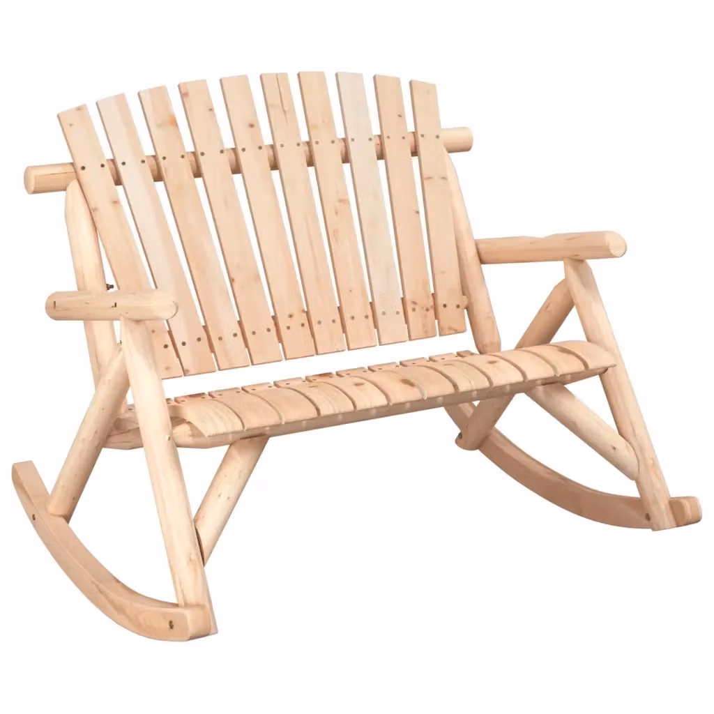 Panca Dondolo da Giardino a 2 Posti vidaXL in Legno di Abete Rosso Beige L: 123 cm, P: 96 cm, H: 102 cm – 2