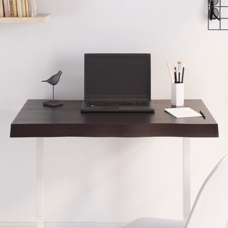 Piano Tavolo in Rovere Marrone Scuro con Bordo Naturale vivaXL L: 80 cm, P: 40 cm, H: 2-6 cm