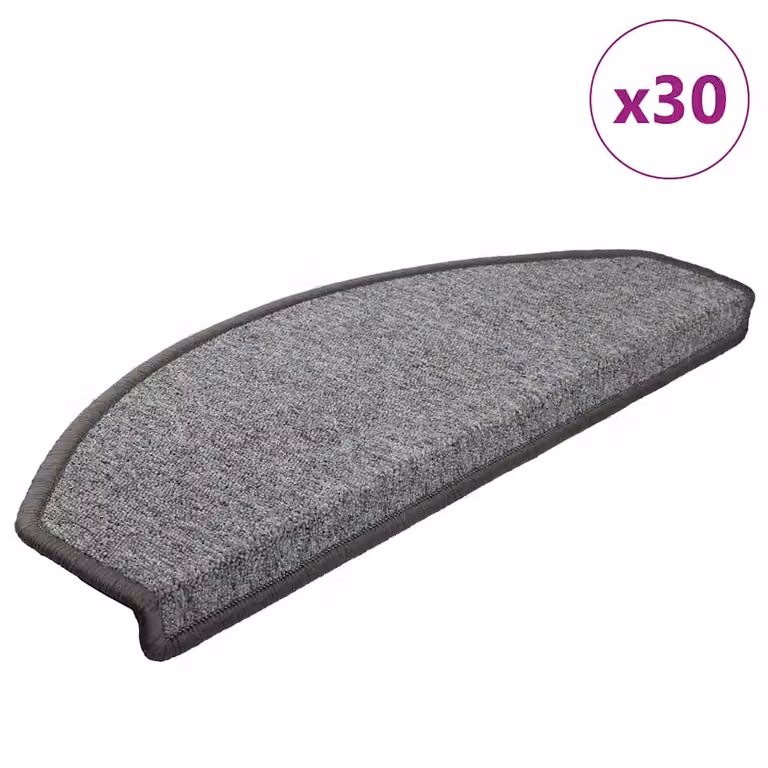 Set di 30 tappetini per scale semicircolari vidaXL, colore grigio scuro, antiscivolo e autoadesivi, L: 65 cm, P: 24 cm, H: 4 cm