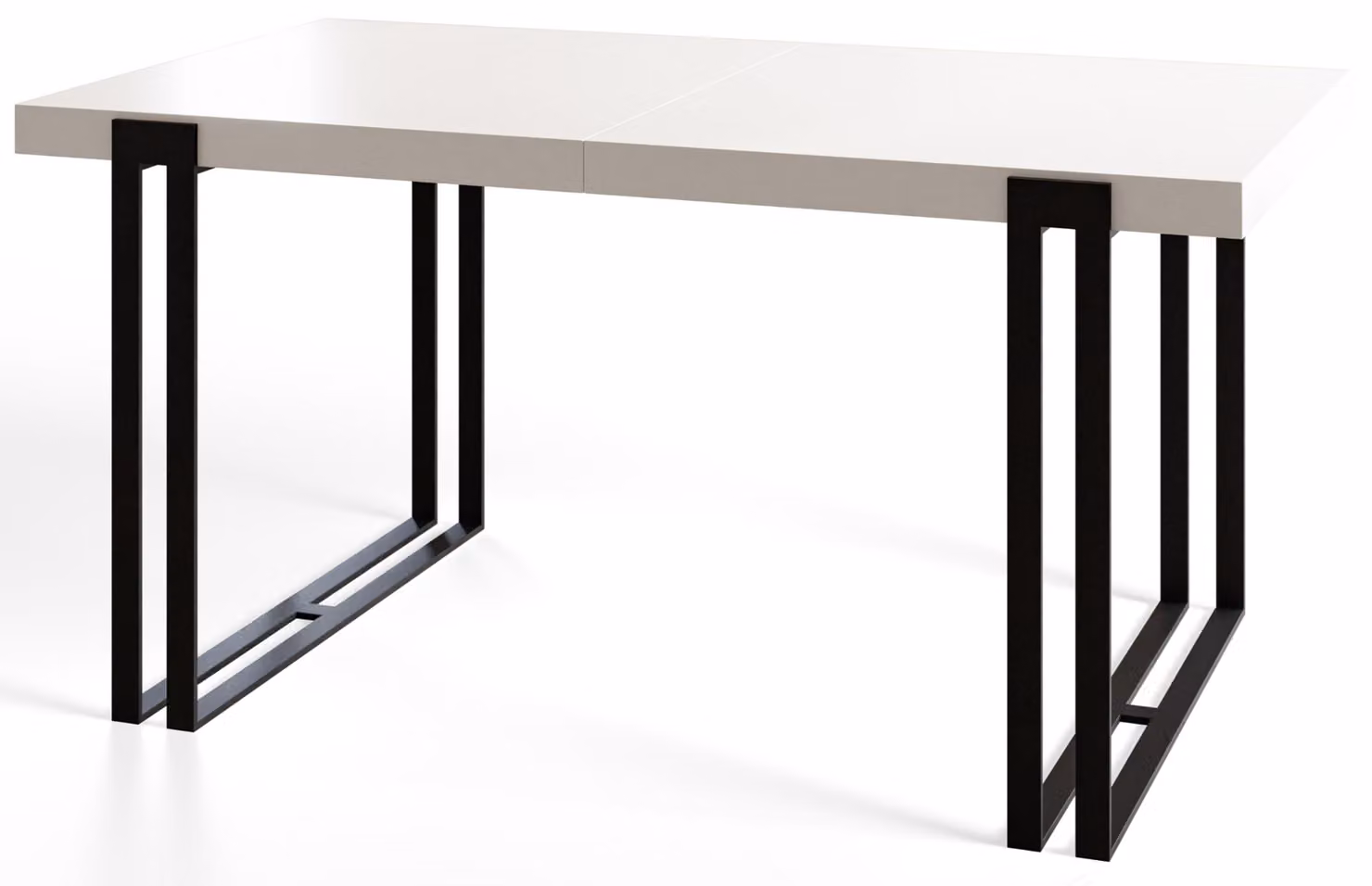Tavolo da pranzo rettangolare allungabile rosa, tavolo da salotto moderno 160-260 x 90 x 77 cm, bianco con gambe in metallo nero