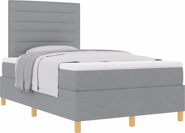 Letto a molle con materasso Grigio chiaro 120 x 200 cm Tessuto