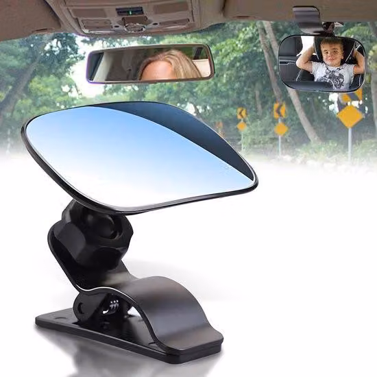 Specchietto retrovisore per auto con rotazione a 360 gradi – per seggiolini e sedili per bambini – nero