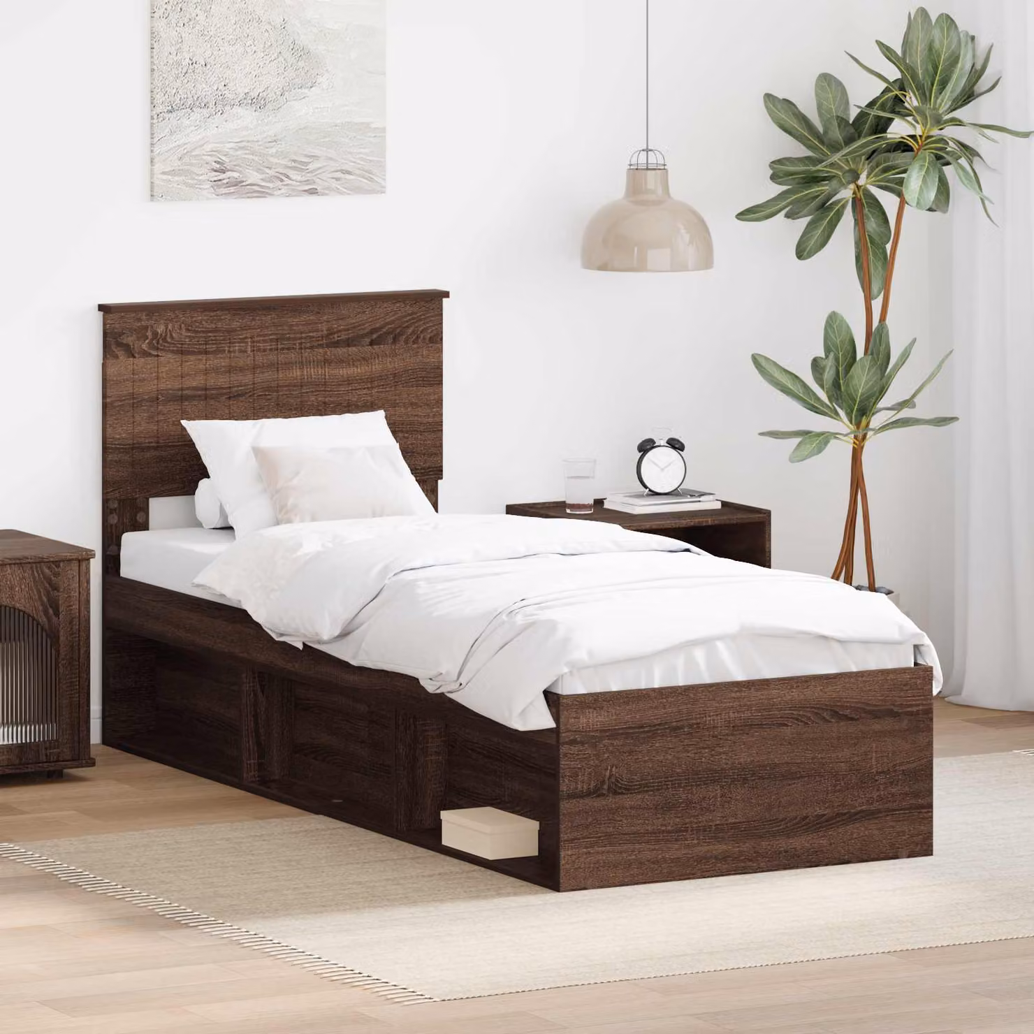 Struttura del letto in pino massello vidaXL colore marrone con doghe in legno L/P: 190 x 80 cm
