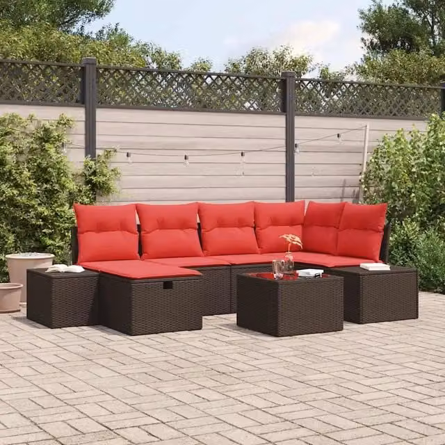 Set Divano da Giardino 7 pz Marrone polyrattan 3359393