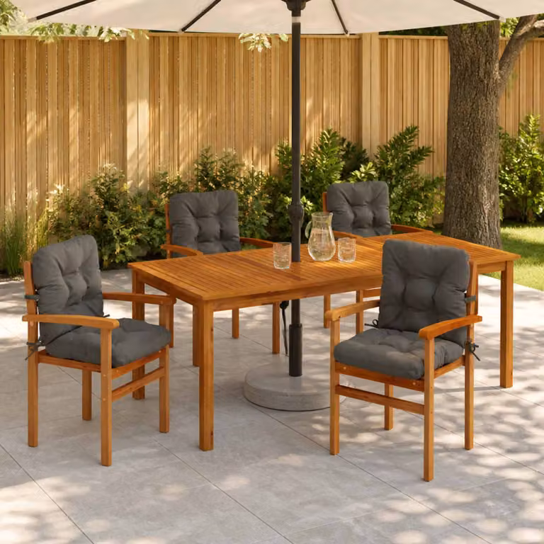 Set di 6 cuscini per sedia alta vidaXL VIANEN in poliestere grigio con rivestimento rimovibile e resistente ai raggi UV
