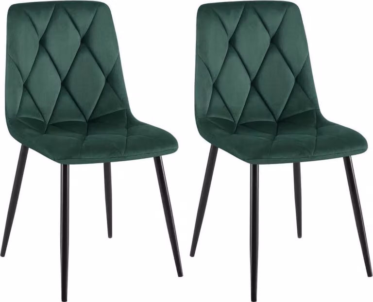 set di 2 sedie da pranzo in velluto - design senza tempo, elevato comfort di seduta | Colore: verde