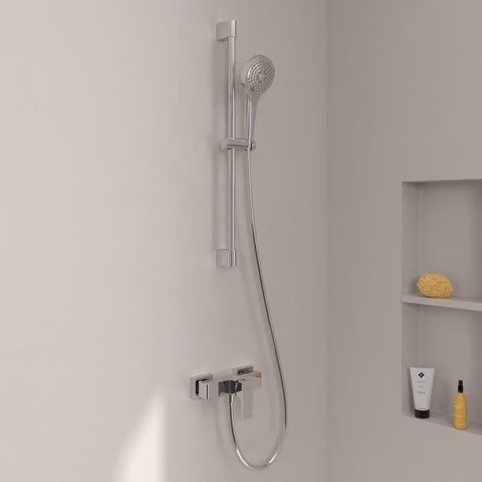 Set doccia Villeroy & Boch Taro, completo di soffione, doccetta manuale e miscelatore da parete