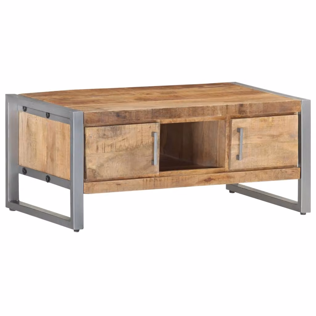 Tavolino The Living Store 95x50x40 cm Legno di mango grezzo