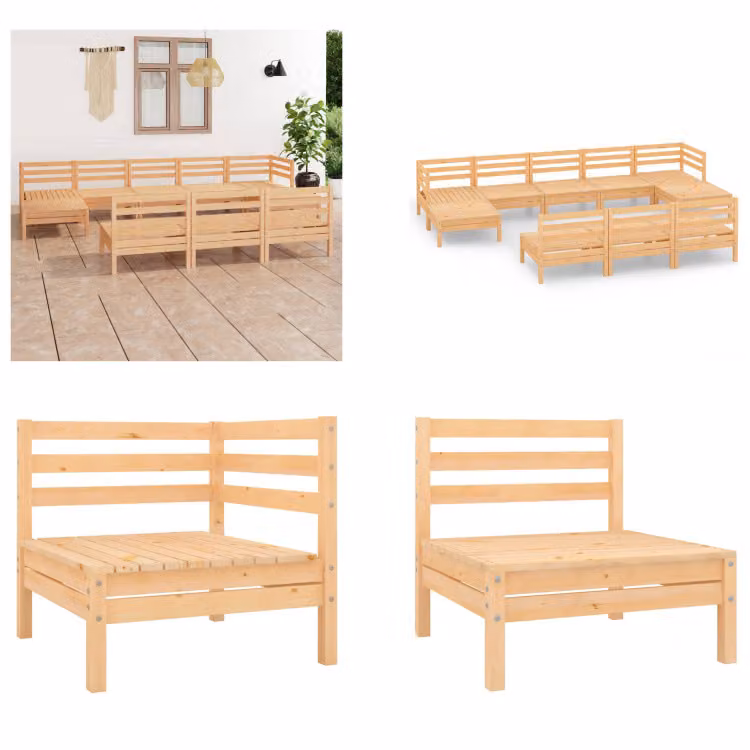 vidaXL 10 pezzi set salotto da giardino pino massiccio - Set di mobili da giardino - Set di mobili da giardino - Set di mobili da giardino - Set di mobili da giardino