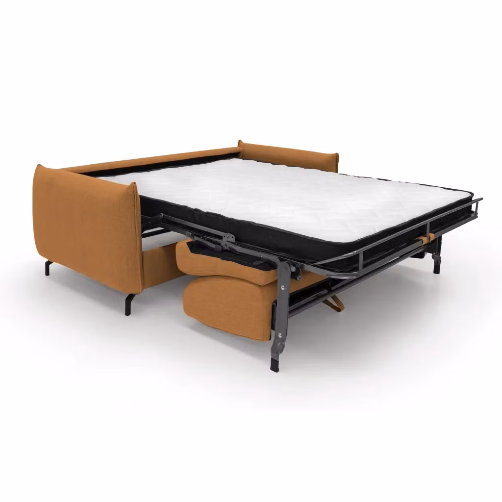 Scarlet Divano letto Divani.Store in tessuto misto cotone impermeabile arancio L: 175 cm, P: 197 cm – 2
