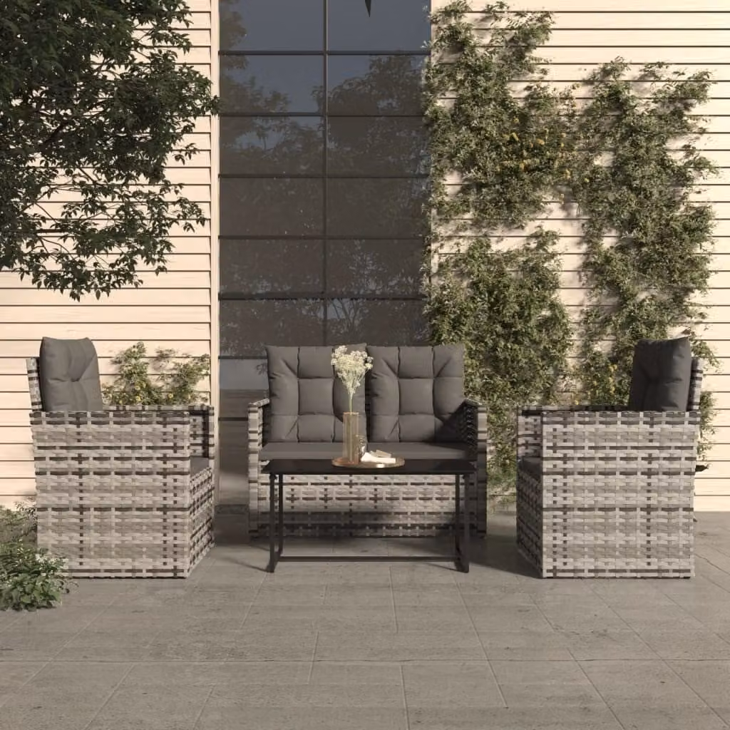 Maison Exclusive - Set da giardino da 4 pezzi con cuscini in polyrattan grigio