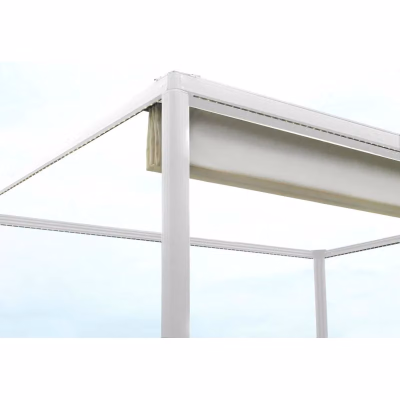 Gazebo pergola Milwaukee Vacchetti in alluminio bianco con telo elettrico L: 300 cm, P: 300 cm, H: 230 cm – 2