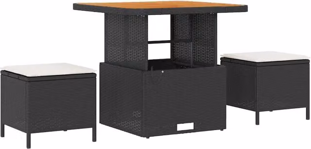 Set da Pranzo per Giardino | Set Salotto da Giardino Nero polyrattan
