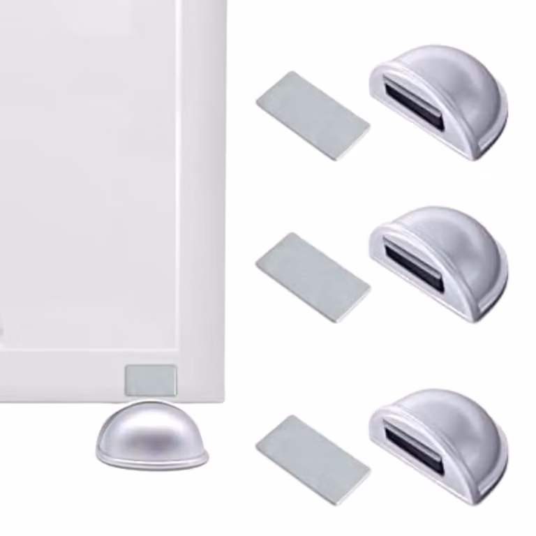 Serrature magnetiche per porte - Adesive, confezione da 4 pezzi - Bianco o argento