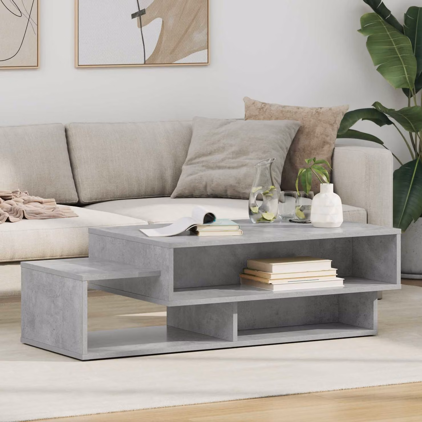 vidaXL Tavolino da salotto rettangolare in stile minimalista, Grigio, L 105 x P 50 x H 32,5 cm