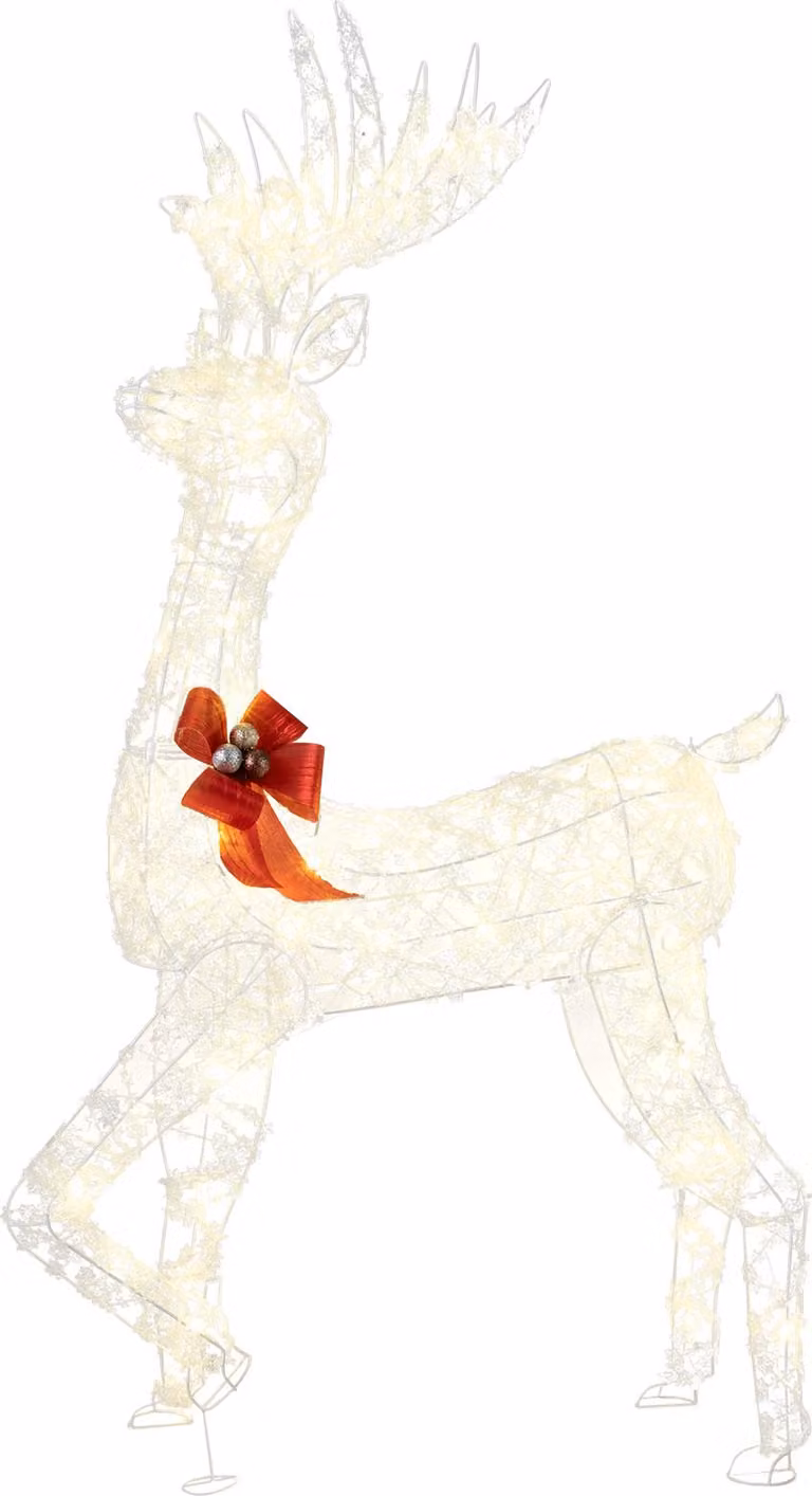 COSTWAY LED renna 150cm, decorazione natalizia illuminata, figura natalizia con 100 luci bianche calde, illuminazione natalizia IP44, decorazione natalizia