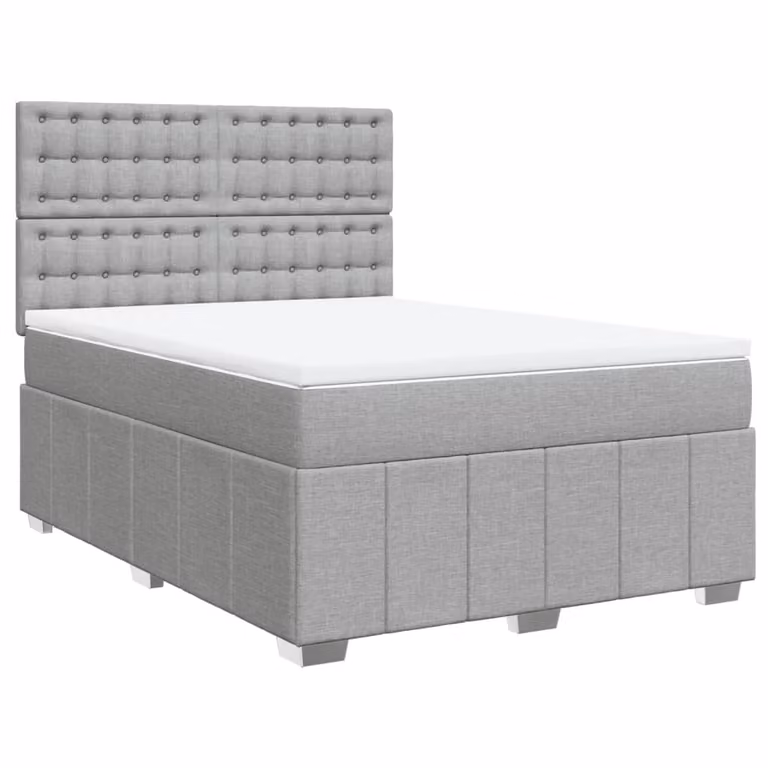 Giroletto a Molle con Materasso Grigio Chiaro 160x200cm Tessuto