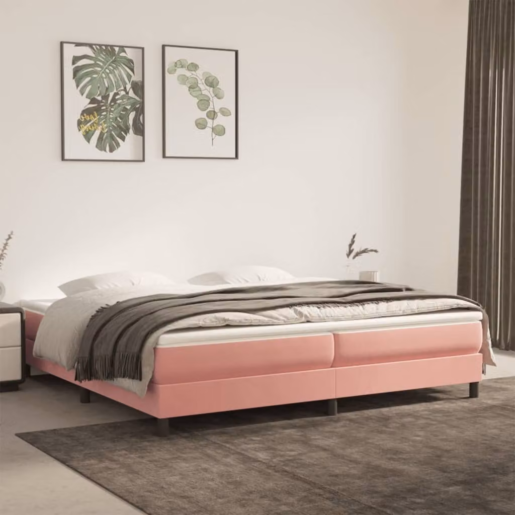 The Living Store Rete da letto rosa 200x200 cm in velluto