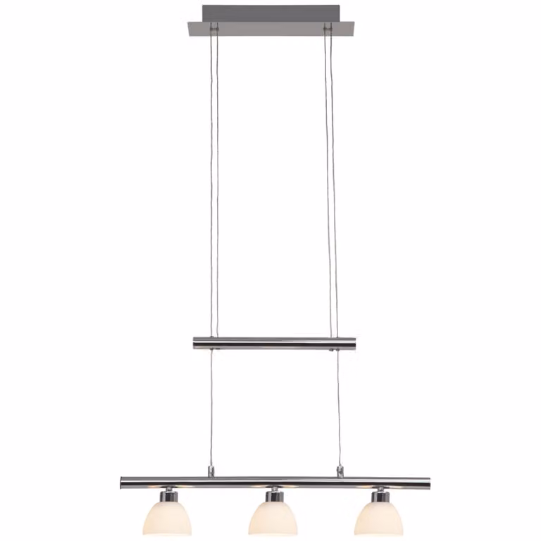 BRILLIANT Lampada a sospensione LED Tonja | lampada a sospensione senza tempo | 3 luci | vetro/metallo | cromo/bianco | dimmerabile | regolabile in altezza