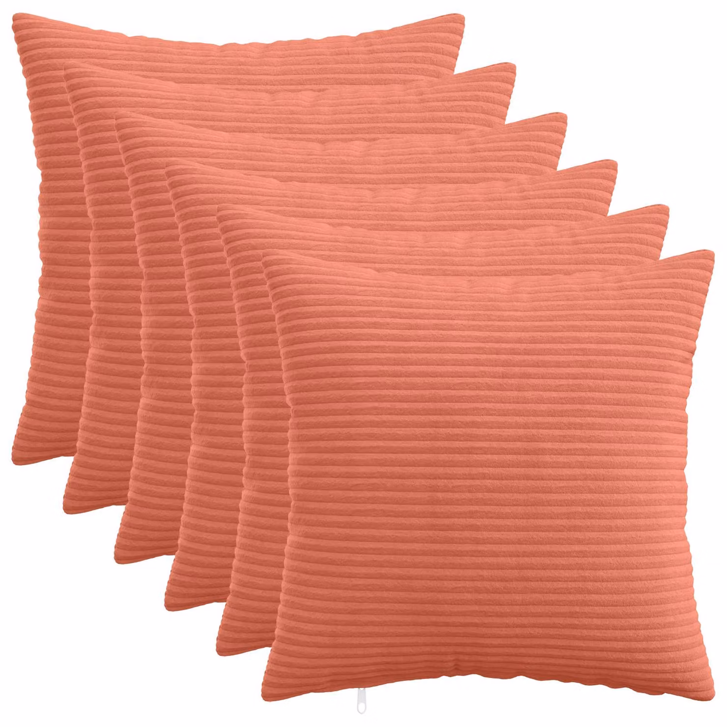 Set di 6 federe vidaXL HEERLEN in velluto a coste, Rosso Arancio, L 50 x L 50 cm