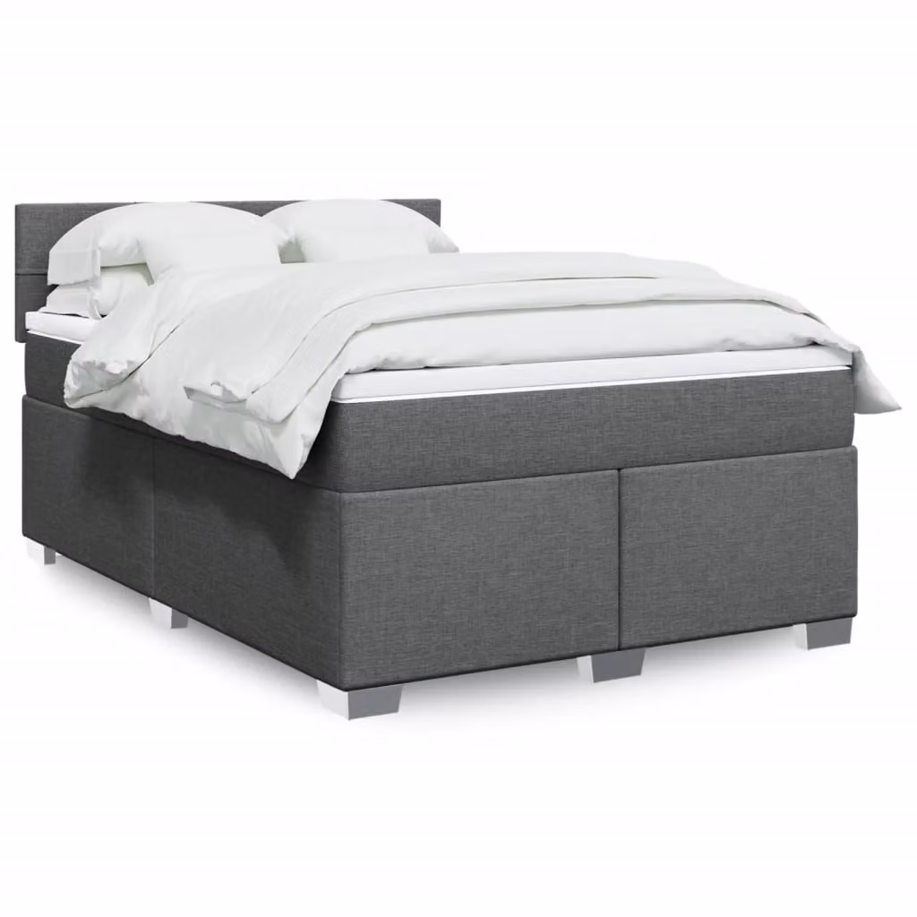 vidaXL Letto Ibrido con Materasso Grigio e Bianco L/P: 160 x 200 cm