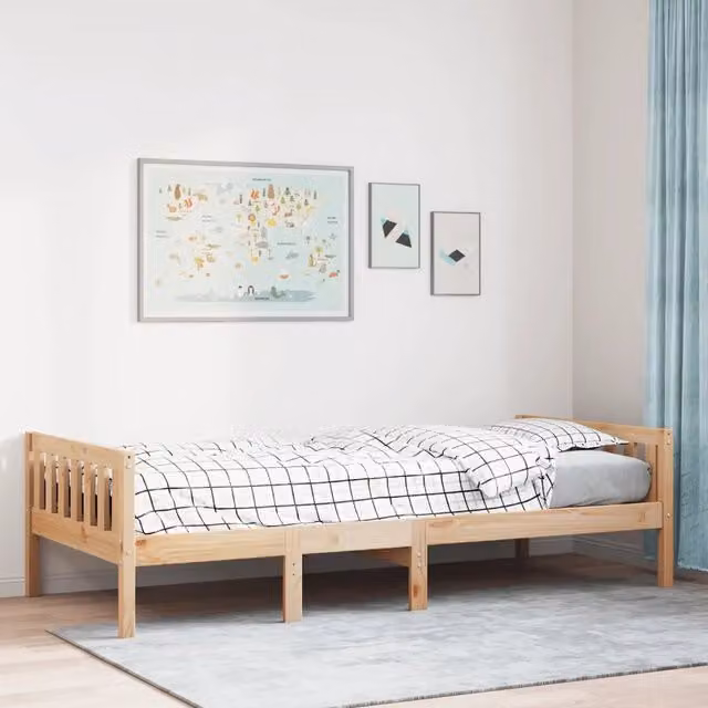 Letto per bambini Design Mania in legno massello di pino marrone, struttura con doghe fisse L/P: 90 x 200 cm – 1