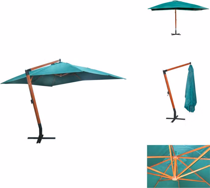 vidaXL Ampelschirm Melia 300x400 cm Verde - Ombrelloni e tende da sole