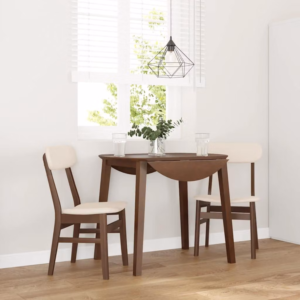 Set di 2 sedie da pranzo con cuscini vidaXL in legno di hevea massello marrone