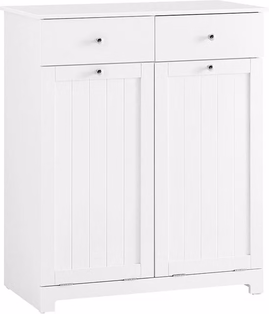 SoBuy Mobiletto bagno salvaspazio con 2 cassetti e 2 sacchi estraibili, Bianco, L: 78 cm, P: 38,5 cm, H: 90,5 cm