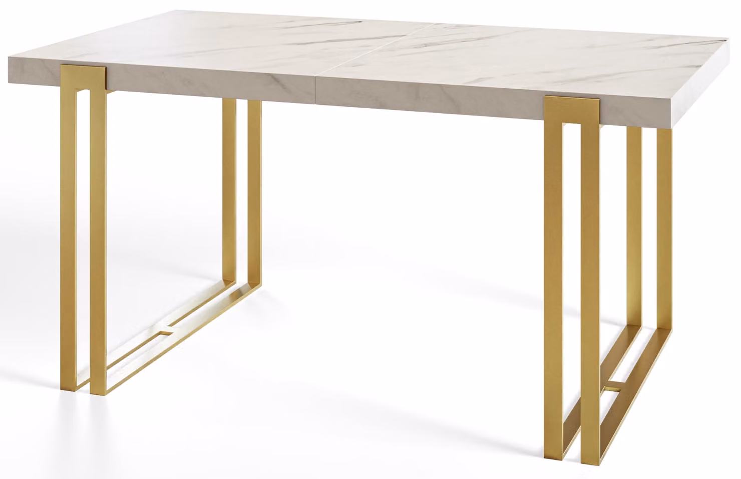 Tavolo da pranzo rettangolare allungabile rosa, tavolo da salotto moderno 140-240 x 80 x 77 cm, marmo con gambe in metallo dorato