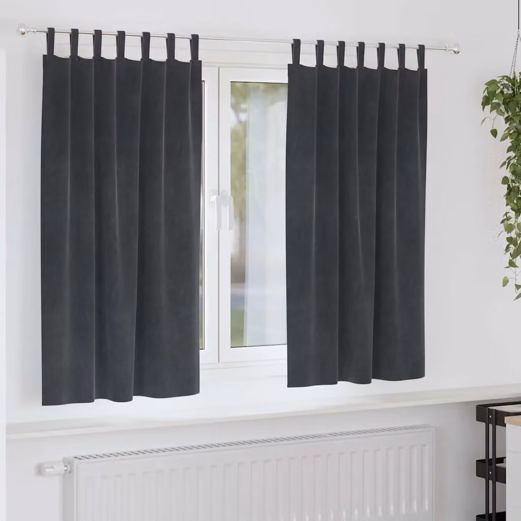 Set di 2 tende oscuranti vidaXL in velluto grigio, L: 140 cm x H: 175 cm
