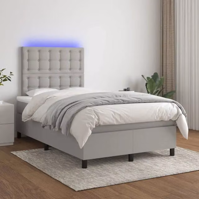 Letto Ibrido con Materasso e Illuminazione LED vidaXL Grigio Chiaro e Bianco L/P: 120 x 200 cm