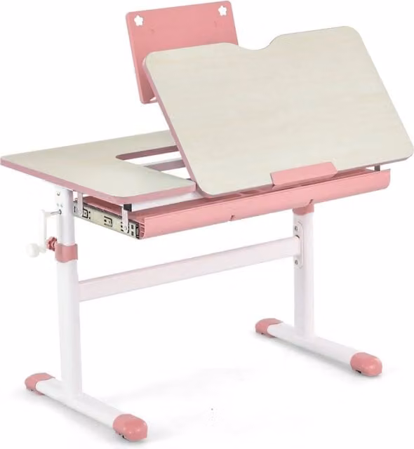 Scrivania ergonomica per bambini con piano inclinabile e altezza regolabile, colore rosa – 1