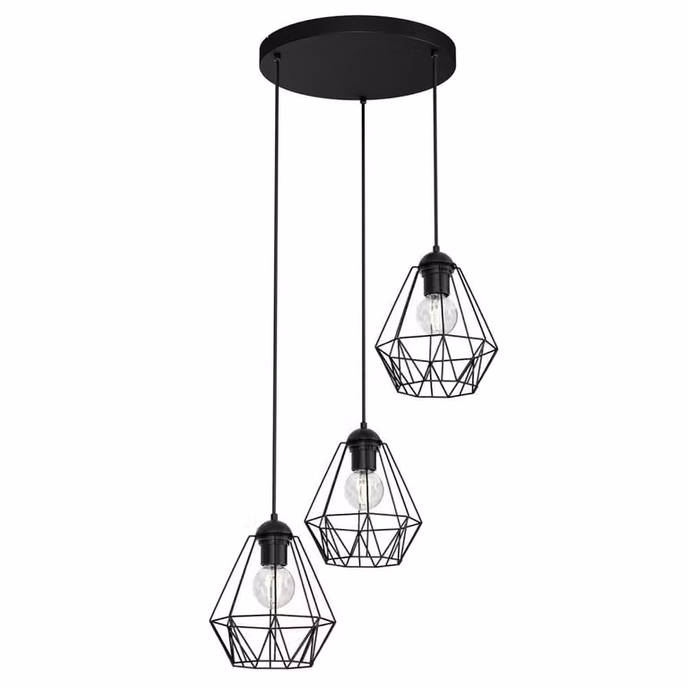 Lampada a sospensione a tre cerchi con paralume in filo metallico BERGEN 606 Luminex