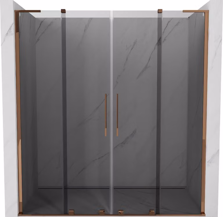 Mexen Velar L Duo porte doccia scorrevoli 200 cm, grafite, oro rosa - 871-200-003-42-60