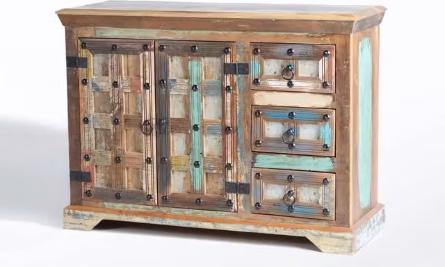 Credenza rustica Giner Y Colomer con 3 ante e 3 cassetti in legno e metallo multicolore