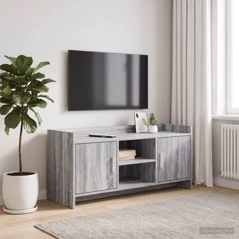 Mobile TV vidaXL in legno ingegnerizzato e metallo, colore grigio Sonoma, L 102 x P 33 x H 47 cm
