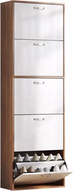Armadio scarpiere ingresso 60 x 28 x 189 cm 5 ante ribalta separazione regolabile moderno ottimizzato in pannelli bianco 21_0001710