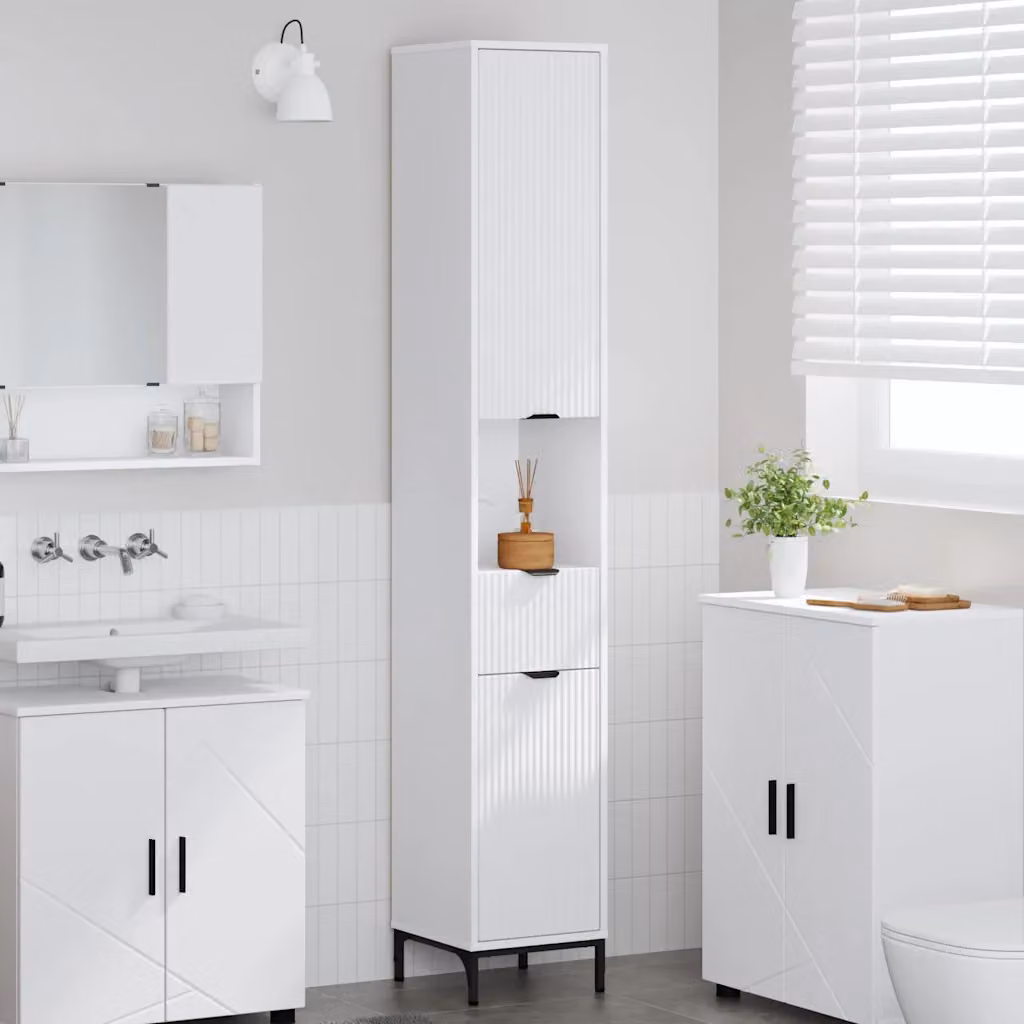 Mobile da bagno bianco vidaXL con ante a battente e ripiani interni L: 80,4 cm, P: 33 cm, H: 190 cm