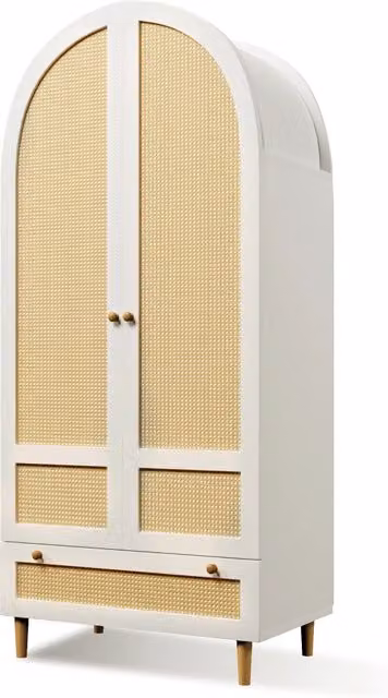 Armadio per camera da letto bianco con ante a battente soft close, cassetto e barra appendiabiti, L: 80 cm, P: 50 cm, H: 180 cm