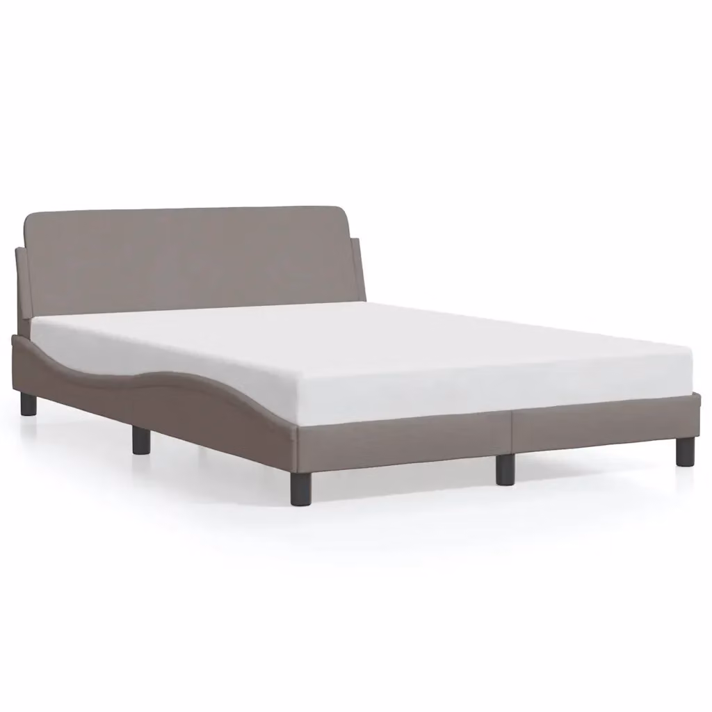 Letto con struttura imbottita vidaXL in tessuto beige e grigio con doghe in legno L/P/H: 190 x 140 x 208 cm – 2