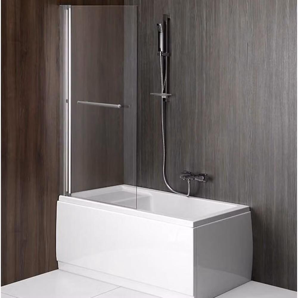 Polysan Rioni - Schermo da bagno pneumatico 710 mm, alluminio lucido/vetro trasparente 72915