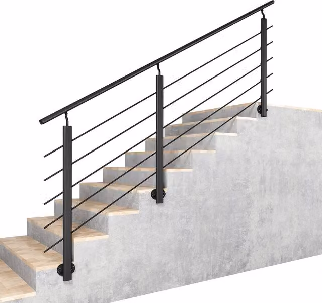 Kit ringhiera in alluminio AICA con corrimano per scala, colore nero opaco, Lunghezza: 250,6 cm