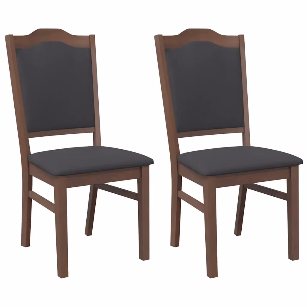 Set di 2 sedie da pranzo vidaXL in legno di Hevea marrone e nero con cuscini in tessuto – 2