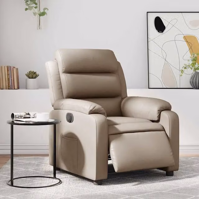Divano Sedia-Poltrona Reclinabile Elettrica Cappuccino in Similpelle 268346