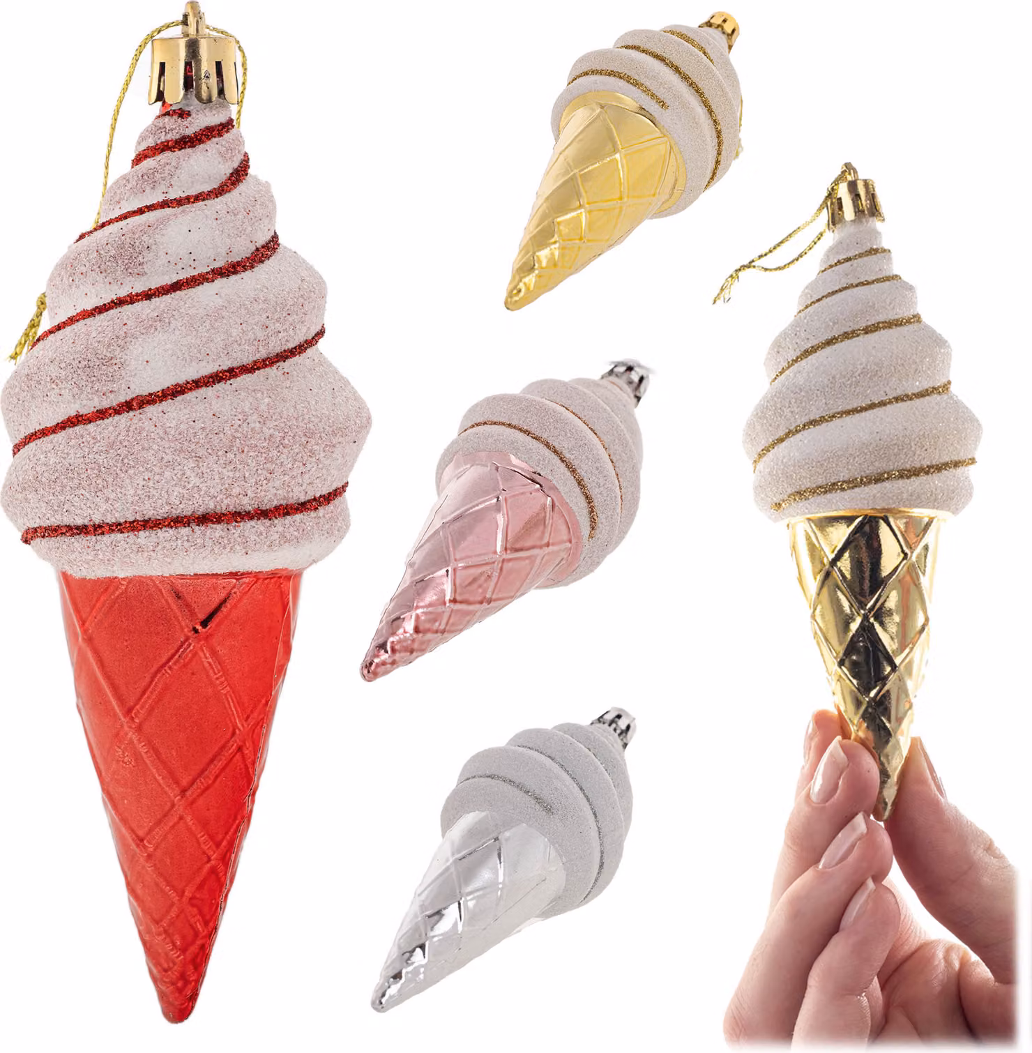 KADAX, decorazioni natalizie in plastica, gelato, 4 pezzi