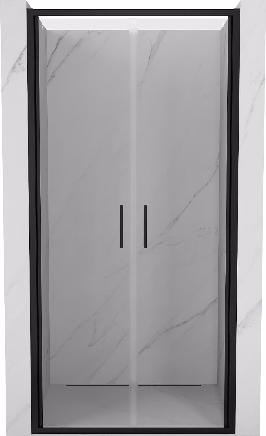 Mexen Exo porte doccia doppie battenti 80 cm, trasparente, nero - 814-080-000-70-00
